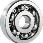 Cutaway of a precision deep groove ball bearing showing the balls and cage