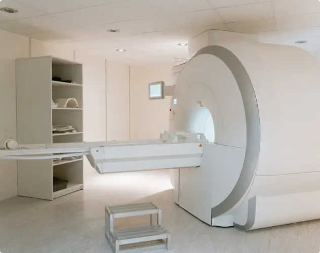 An MRI machine in a clean, modern medical facility, ready for diagnostic imaging procedures.