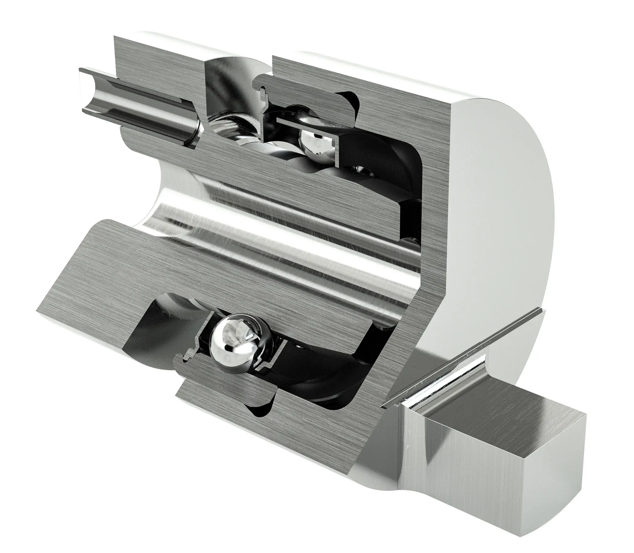 Cross-section of a special ball bearing showing internal balls and raceways